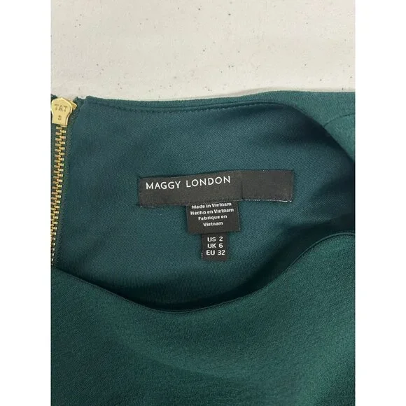 Maggy London Womens  Size 2 Crew Neck Sleeveless Sheat Dress Green NWT - Picture 8 of 13